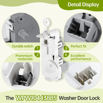 Oem Wpw10443885 Washer Door Lock Latch Compatible With Whirlpool Maytag Amana Crosley Washer Replaces W10443885 Wpw10443885Vp 3