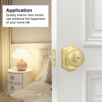 Goldenwarm 4 Pack Brushed Gold Door Knobs Interior Privacy Indoor Door Knobs For Bedroom Bathroom Classic Brass Interior Doo