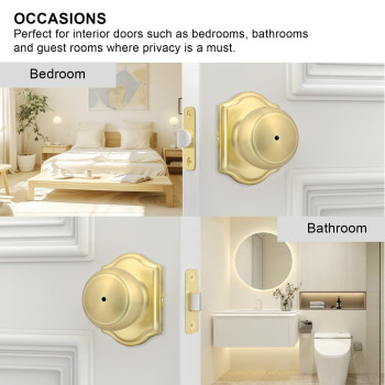 Goldenwarm 4 Pack Brushed Gold Door Knobs Interior Privacy Indoor Door Knobs For Bedroom Bathroom Classic Brass Interior Doo