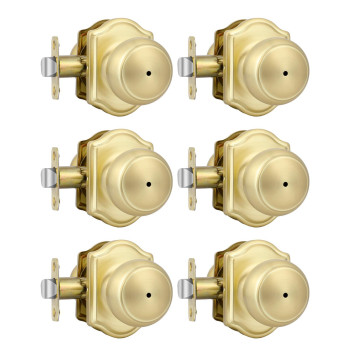 Goldenwarm 6 Pack Brushed Gold Door Knobs Interior Privacy Indoor Door Knobs For Bedroom Bathroom Classic Brass Interior Doo