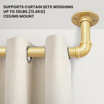 Somins Gold Curtain Rods Curtain Rods For Windows 48 To 84 1 Inch Curtain Rods For Ceiling Mountwall Mount Blackout Curtain