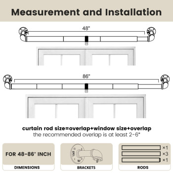 Somins Gold Curtain Rods Curtain Rods For Windows 48 To 84 1 Inch Curtain Rods For Ceiling Mountwall Mount Blackout Curtain