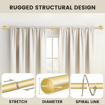 Somins Gold Curtain Rods Curtain Rods For Windows 32 To 72 1 Inch Pipe Curtain Rods Wrap Around Curtain Rods For Bedroom Ind