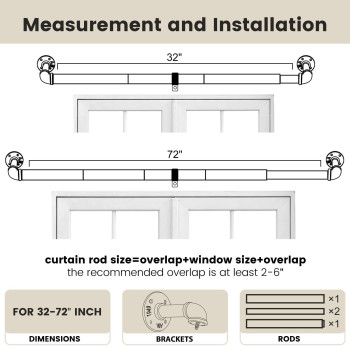 Somins Gold Curtain Rods Curtain Rods For Windows 32 To 72 1 Inch Pipe Curtain Rods Wrap Around Curtain Rods For Bedroom Ind