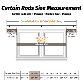 Geebobo Bronze Curtain Rods For Windows 48 To 84 Inch 1 Inch Adjustable Heavy Duty Easy Install Curtain Rods Set For Outdoor P