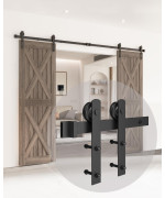 Double Barn Door Hardware Kit 10 Ft Sliding Door Hardware Heavy Duty Double Barn Door Kit Easy To Install Slide Smoothly Qui