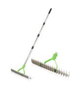 Thatch Rake 15Inch Durable Steel Dethatcher With Comfort Handle For Efficient Lawn Grooming Soil Preparation Dead Grass Re