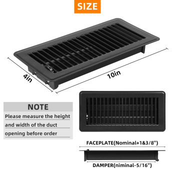 Pluden 6Pcs 4 X 10 Floor Register Heavy Duty Floor Vents Metal Heat Air Vent Covers Rust Proof Finish 4 X 10 Walkable Fl