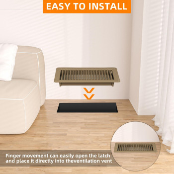 Pluden 6Pcs 4 X 10 Floor Register Heavy Duty Floor Vents Metal Heat Air Vent Covers Rust Proof Finish 4 X 10 Walkable Fl