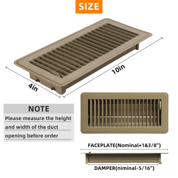 Pluden 6Pcs 4 X 10 Floor Register Heavy Duty Floor Vents Metal Heat Air Vent Covers Rust Proof Finish 4 X 10 Walkable Fl