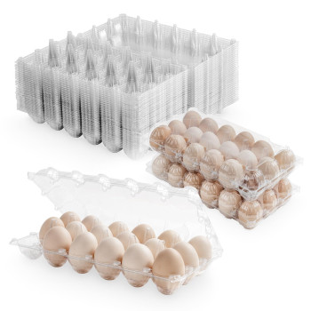 Apochon 40 Pcs Egg Cartons 18 Count Clear Egg Cartons Cheap Bulk For Fresh Eggs Reusable Plastic Empty Egg Cartons For Home An