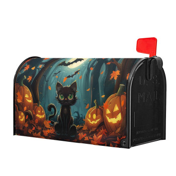 Kcozydecor Black Cat Halloween Pumpkin Mailbox Covers Magnetic Standard Size 255 X 21 Maple Leaf Black Bat Mailbox Wrap