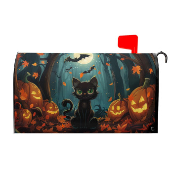 Kcozydecor Black Cat Halloween Pumpkin Mailbox Covers Magnetic Standard Size 18 X 21 Maple Leaf Black Bat Mailbox Wraps