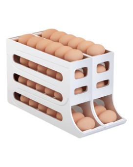 Kkooplay 4 Tiers Egg Holder For Fridge 30 Eggs Storage For Space Automatic Egg Roller For Refrigerator Space Saving Egg Dispens