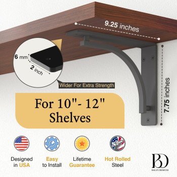 Classic Shelf Bracket Set By Balin Designs Black For 10 12 Fireplace Mantel Shelves L Brackets Heavy Duty Decorative Me