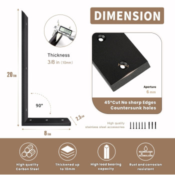 Countertop Support Bracket 20 Inch 3 Pack Countertop Bracket For Granite 38 Thick 20X8X25 Heavy Duty L Brackets Shelf