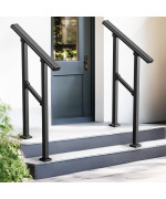 Zeropone Upgrade 2 Pack 2 Steps Outdoor Railings For Outdoor Steps Black Transitional Railing Hand Rail Stair Railing Kit With