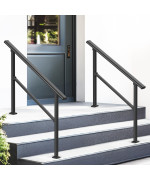 Zeropone Upgrade 2 Pack 3 Steps Outdoor Railings For Outdoor Steps Black Transitional Railing Hand Rail Stair Railing Kit With