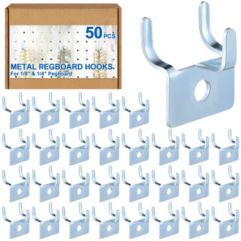 Tandefio 50 Pcs Pegboard Hooks Metal Prong Hook Peg Board Hooks For Hanging Hangers Hooks For Pegboard Wall Picture Jewelry Disp