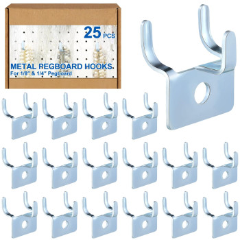 Tandefio 25 Pcs Pegboard Hooks Metal Prong Hook Peg Board Hooks For Hanging Hangers Hooks For Pegboard Wall Picture Jewelry Disp