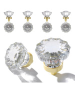 Crystal Knobs For Drawers 8 Pack Brushed Gold Glass Knob Vintage Cabinet Antique Pulls For Drawer Closet Dresser Cupboard 15