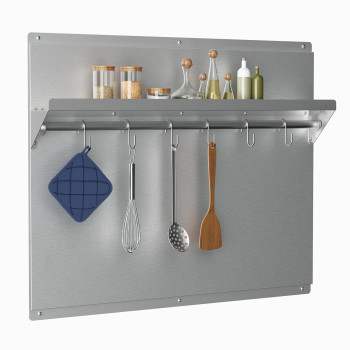 Iktch Range Backsplash With Shelf 24 X 30 Inch Range Hood Wall Shield Stainless Steel Backsplash Silver Splash Plate For Range