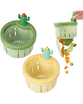 2Pcs Cactus Kitchen Sink Drain Strainer Press Automatic Dumping Basket Multifunctional Home Use Cactus Sink Draining Basket Fil