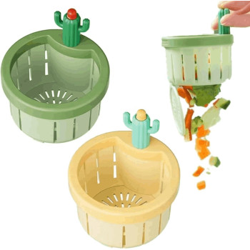 2Pcs Cactus Kitchen Sink Drain Strainer Press Automatic Dumping Basket Multifunctional Home Use Cactus Sink Draining Basket Fil