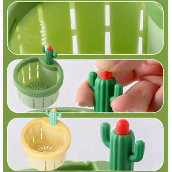 2Pcs Cactus Kitchen Sink Drain Strainer Press Automatic Dumping Basket Multifunctional Home Use Cactus Sink Draining Basket Fil