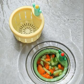 2Pcs Cactus Kitchen Sink Drain Strainer Press Automatic Dumping Basket Multifunctional Home Use Cactus Sink Draining Basket Fil