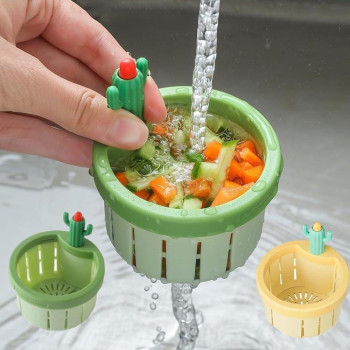 2Pcs Cactus Kitchen Sink Drain Strainer Press Automatic Dumping Basket Multifunctional Home Use Cactus Sink Draining Basket Fil