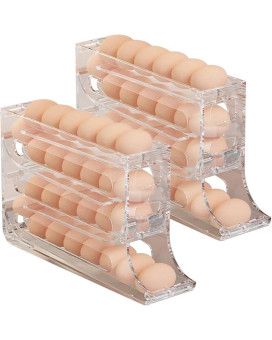 4 Tiers Egg Holder For Fridge 2024 New Automatic Scrolling Egg Rack Holder Spacesaving Egg Dispenser Holder Large Capacity E