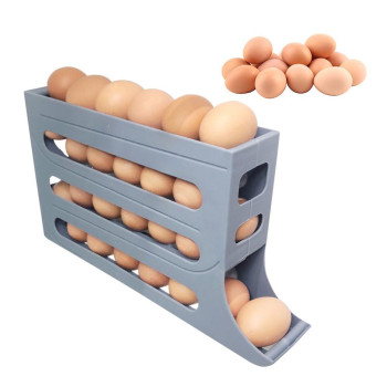 4 Tiers Egg Holder For Fridge 2024 New Automatic Scrolling Egg Rack Holder Spacesaving Egg Dispenser Holder Large Capacity E