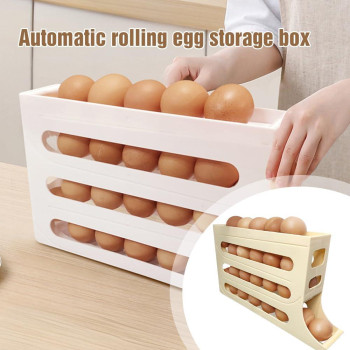 4 Tiers Egg Holder For Fridge 2024 New Automatic Scrolling Egg Rack Holder Spacesaving Egg Dispenser Holder Large Capacity E