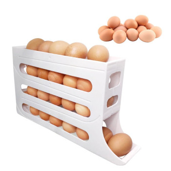 4 Tiers Egg Holder For Fridge 2024 New Automatic Scrolling Egg Rack Holder Spacesaving Egg Dispenser Holder Large Capacity E