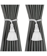 Fenghuangwu 2 Pack Curtain Tie Backs Rope Tassels For Curtains Drape Tiebacks Handmade Outdoor Home And Outdoor Decorative Whit