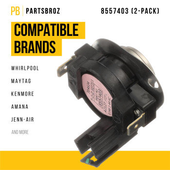 Partsbroz 8557403 Dryer Thermostat 2Pack Compatible With Whirlpool Maytag Kenmore Amana Dryers Replaces Wp8557403 Ap60131