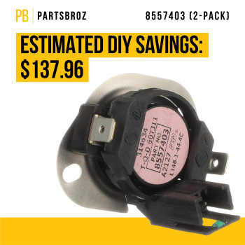 Partsbroz 8557403 Dryer Thermostat 2Pack Compatible With Whirlpool Maytag Kenmore Amana Dryers Replaces Wp8557403 Ap60131