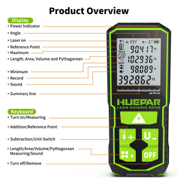 393Ft Green Laser Measuring Tool With Angle Sensor Huepar 116 Accuracy Brighter Green Laser Distance Measurement Tool Digital