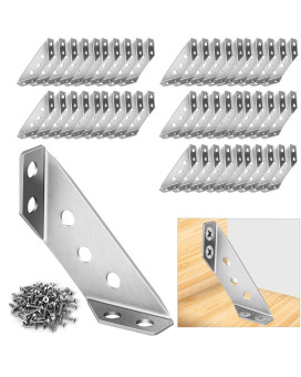 50Pcs Universal Stainless Steel Furniture Corner Connector Angle Corner Bracket With Screws Corner Braces Corner Connectors F