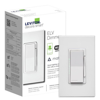 Leviton Decora Smart Elvled Phase Selectable Dimmer Switch Wifi 2Nd Gen Neutral Wire Required D2Elv1Bw