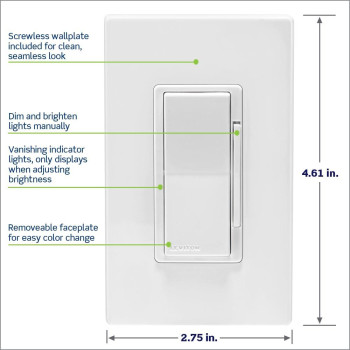 Leviton Decora Smart Elvled Phase Selectable Dimmer Switch Wifi 2Nd Gen Neutral Wire Required D2Elv1Bw