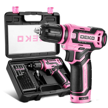 Cordless Drilldekopro 12V Power Drill Set With Pink Electric Drill With Tool Set Gift Box Pink Drill Set For Women