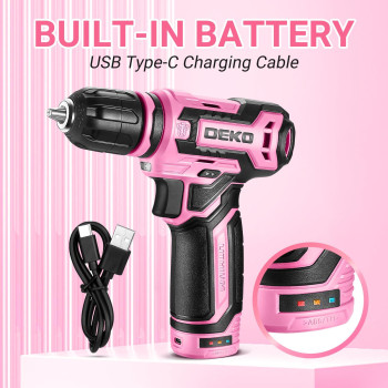 Cordless Drilldekopro 12V Power Drill Set With Pink Electric Drill With Tool Set Gift Box Pink Drill Set For Women