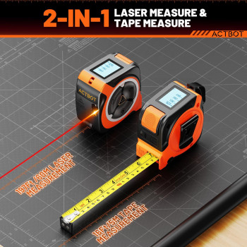 Actbot 2In1 Laser Tape Measure 197Ft Rechargeable Digital Tape Measure 16Ft Tape Measure Support Ftftininm Pythagorean