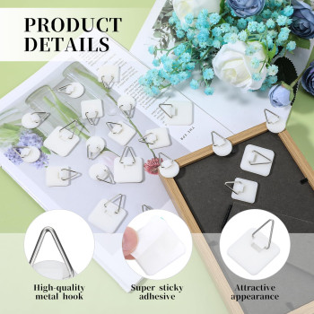 Cobee 30 Pcs Adhesive Picture Hanger Adhesive Hooks For Hanging Pictures Without Nails Plastic Picture Sticky Hangers For Home