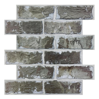 Commomy 10 Pcs 3D Faux Brick Wall Panels 118X118 Small Size Thin Pvc Peel And Stick Brick Farmhouse Diy Selfadhesive Wal