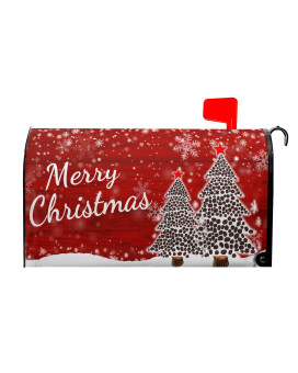 Merry Christmas Tree Winter Snowflake Pine Mailbox Covers Magnetic Standard Size 255 X 21 White Snow Red Mailbox Wraps Post