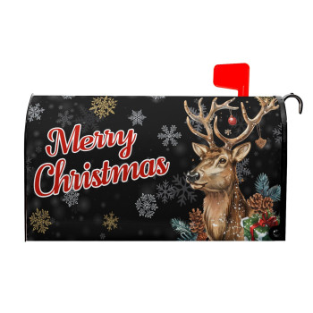 Kcozydecor Merry Christmas Reindeer Mailbox Covers Magnetic Standard Size 18 X 21 Winter Snowflake Black Mailbox Wraps P