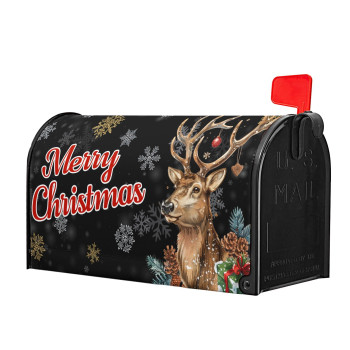 Kcozydecor Merry Christmas Reindeer Mailbox Covers Magnetic Standard Size 255 X 21 Winter Snowflake Black Mailbox Wraps